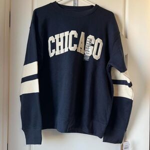 NEW NY Popular Chicago Crewneck Sweatshirt – Navy/Cream‎ – Size M